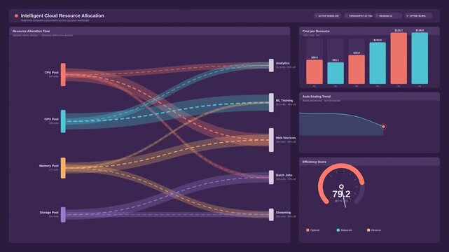 Data visualization dashboard showing cloud resource allocation analytics
