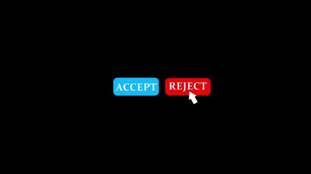 Interactive accept or reject button ui animation with mouse cursor click interface