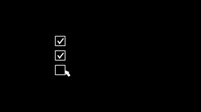 Interactive checklist selection animation with mouse cursor clicking checkboxes