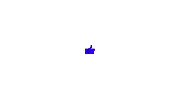 Animated like button clicking with cursor interaction on white background, thumbs up social, media animation