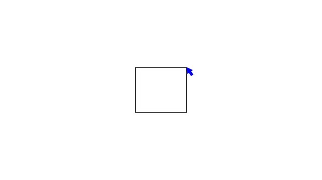 Minimalist square animation with computer mouse cursor on white background, pointer