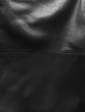 Leather texture with stitching. Black premium leather jacket close up, macro black leather jacket texture, soft yet rugged, capturing the grain. Luxury black Leather background vertical photo