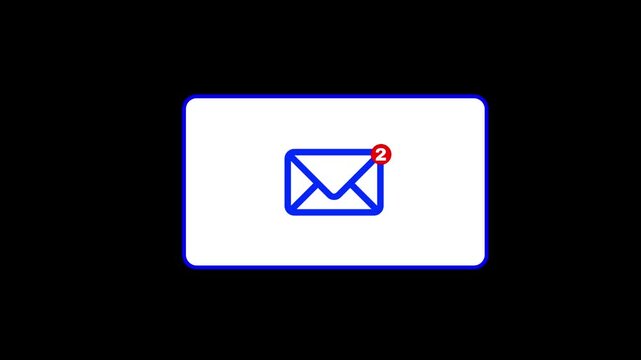 Animated Mail Envelope Icon with New Message Notification Counter Badge With Alpha Channel