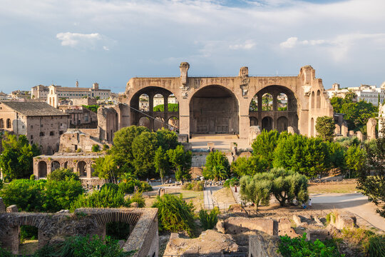 Basilica of Maxentius in the Roman Forum in Rome Italy