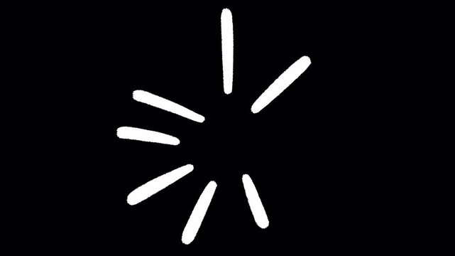 2D Hand Drawn White Radial Lines Loading Burst Animation Frame by Frame Overlay with Transparent Background Alpha Channel