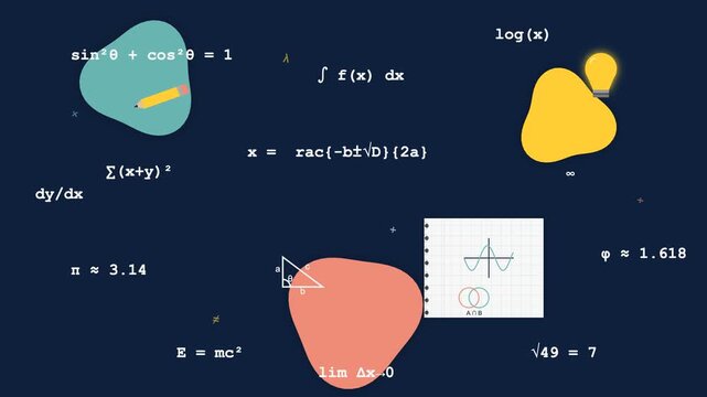 Abstract Motion Background with Mathematical Equations and Scientific Formulas