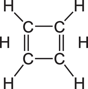 Dewar benzene chemical structure diagram showing carbon and hydrogen bonding in a square ring.