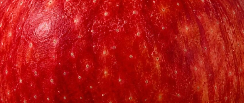 Close up of fresh red apple skin texture background