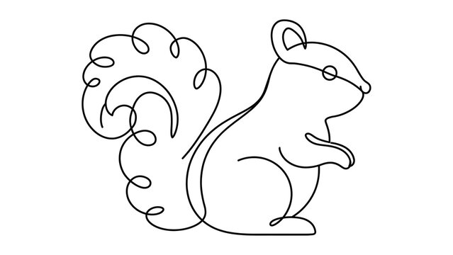 Squirrel white background line drawing.