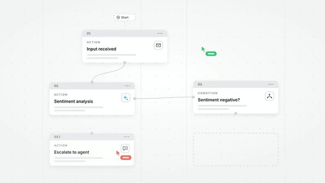 Agent Workflow Canvas, Automation Process Diagram, UI UX Flowchart, Horizontal Step Sequence, Colorful Accent Steps, Business Tech Visual, Modern Web Interface Graphic, Corporate Tech Art