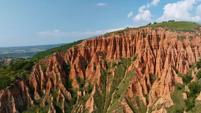 Stob Pyramids Rock Formations Aerial Drone View Sandstone Cliffs Texture Summer Travel Natural Wonder Blagoevgrad Bulgaria