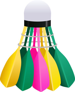 Badminton shuttlecock. Colorful sports equipment. Feathered projectile for racket game