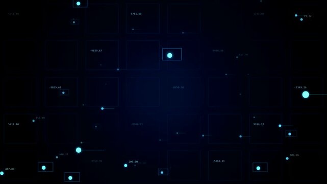 Abstract Big Data Network Grid with Digital Coordinates HUD