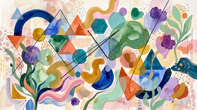 Abstract Geometric Watercolor