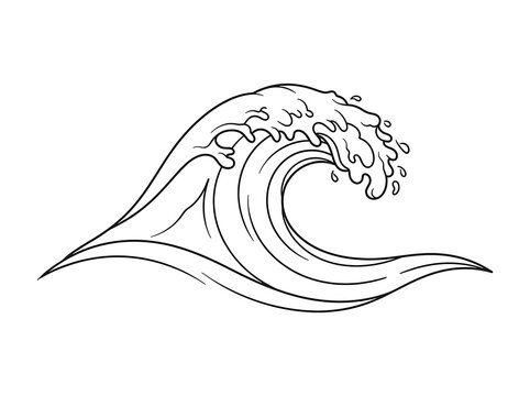 Ocean wave illustration dynamic cresting water
