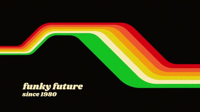Retro animated 80s background design in a futuristic style with colorful lines.