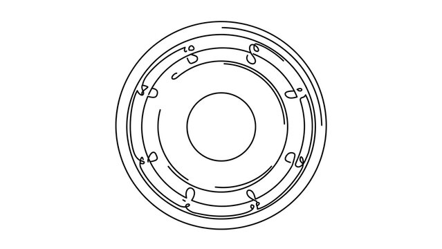 Industrial circular metal component white background.