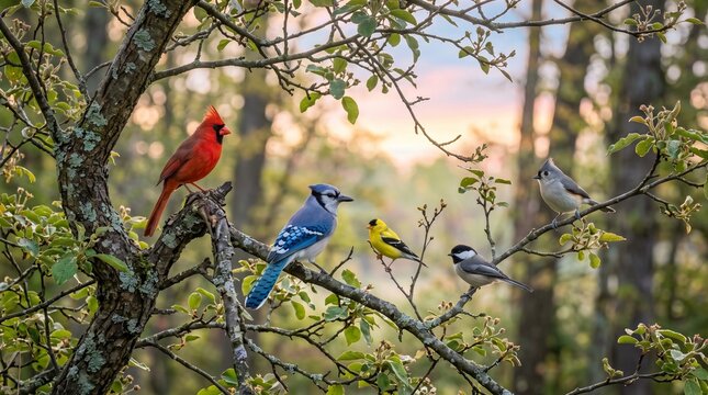 Birds on branches