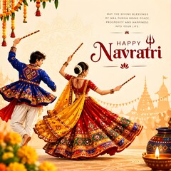 Couple dancing during navratri celebration