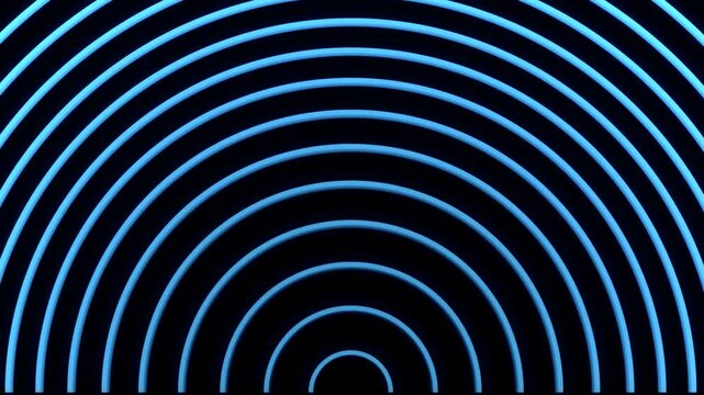 Blue Neon Concentric Arc Tunnel Audio Visualizer Wave Loop