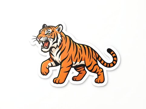 Roaring tiger illustration isolated white background