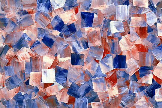 Thick Square Palette Knife Strokes In Various Colors On Canvas