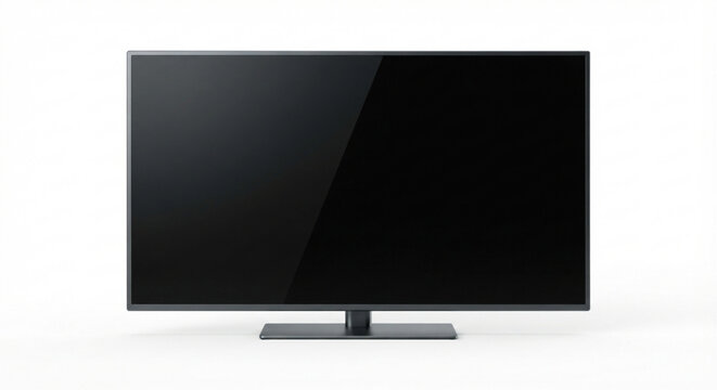Modern flat screen smart television display monitor mockup png isolated on transparent background electronics.
