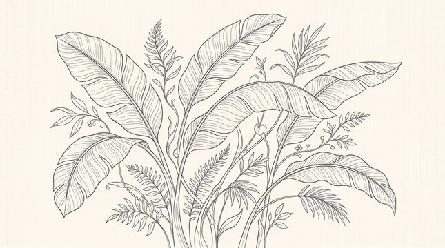 Tropical leaf sketch