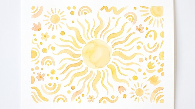 Yellow watercolor sunshine