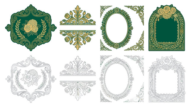Decorative Ornate Embellishments Collection: Frames, Labels, Scrolls