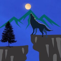 wolf howling at the moon © Bungsu_Head