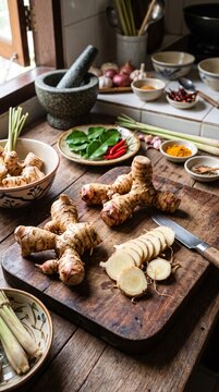 Fresh galangal slices