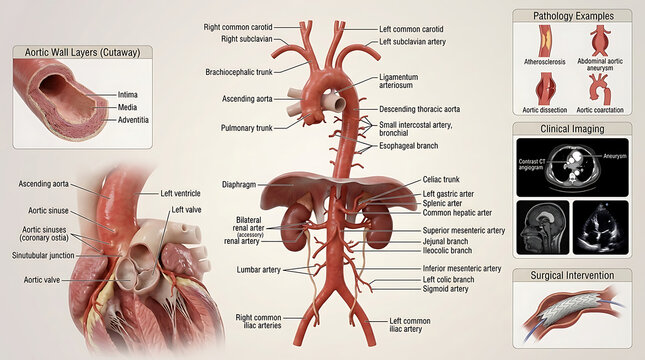 3D Photorealistic Complete Human Aortic Anatomy with Ascending Arch Thoracic Abdominal Portions and Branches