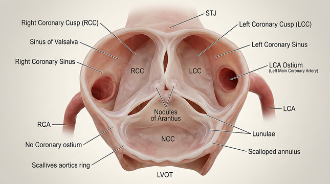 3D Photorealistic Complete Human Aortic Valve Anatomy with Cusps Sinuses of Valsalva and Coronary Ostia