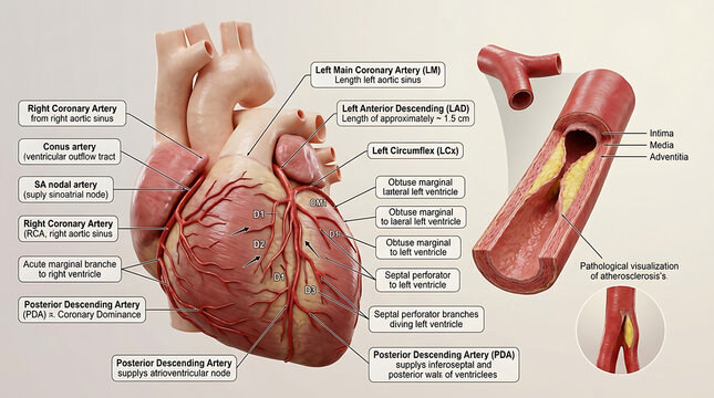3D Photorealistic Complete Human Coronary Arterial Anatomy with Left Main LAD Circumflex and RCA