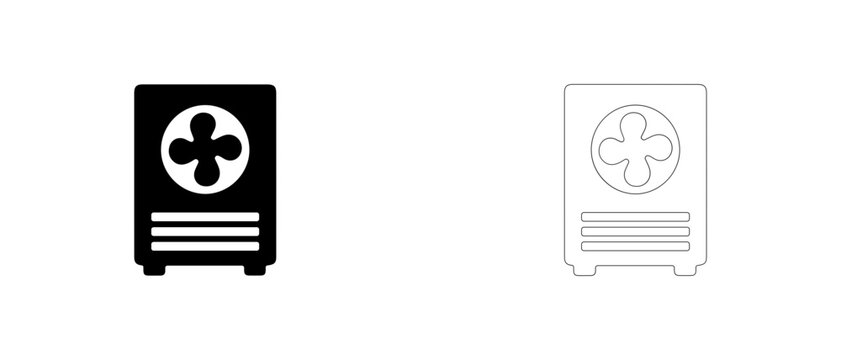 Server room precision cooling unit vector icon filled and outline, data center air conditioner and HVAC symbol.