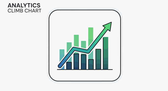 Upward Trend Analytics Graph Icon with Arrow - Business Growth, Data Analysis, Financial Success Concept
