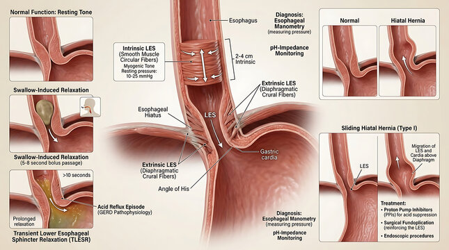 3D Photorealistic Complete Human Lower Esophageal Sphincter Anatomy with Physiology TLESR and Hiatal Hernia