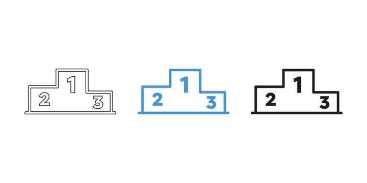 Three podium icons with first second and third place numbers in various styles