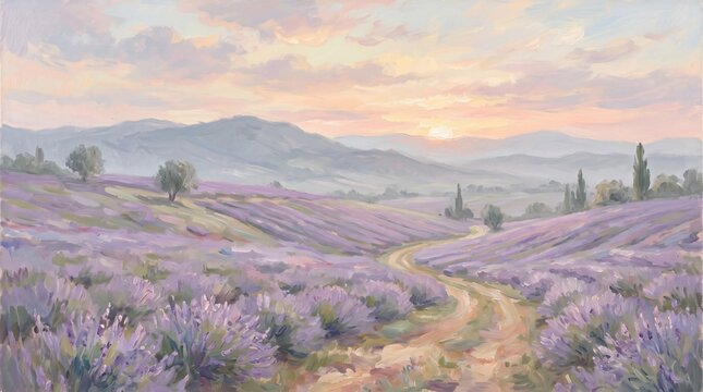 Lavender sunset painting