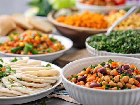 A traditional Jewish meal with kosher-certified food, focusing on kosher compliance and Jewish religious practices, emphasizing kosher food safety and dietary guidelines