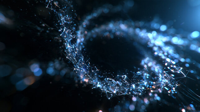 Abstract Blue Technology Vortex with Glowing Data Particles