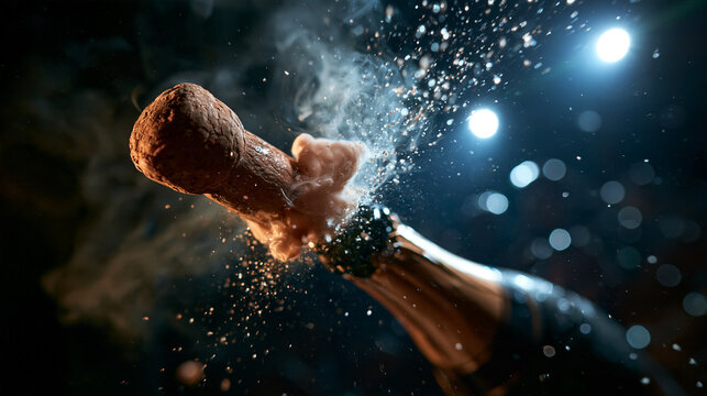 Champagne Bottle Popping Cork in Dynamic Celebration