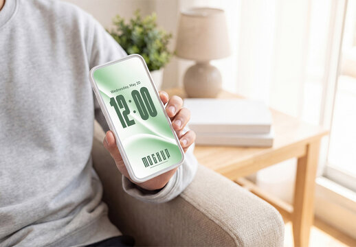 Hand Holding Smartphone Screen Mockup