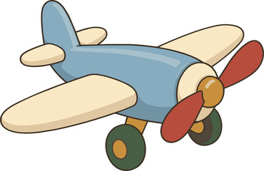 Blue toy airplane with cream wings and red propeller © MODU163