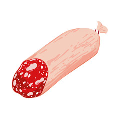 Single whole salami sausage with sliced end isolated on white vector illustration © Natalia