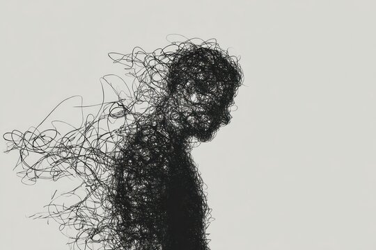 Abstract tangled silhouette in motion.