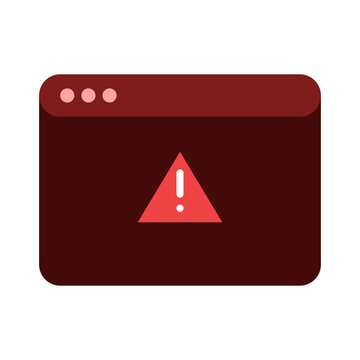 Browser window showing warning alert symbol.
