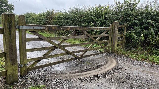 Wear Over Time Concept: A Field Gate That Has Scraped a Curved Track Into the Ground