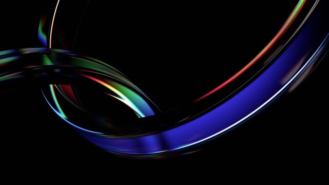 Abstract background with color refraction effect on a glass shapes, 4k seamless loop 3d animation